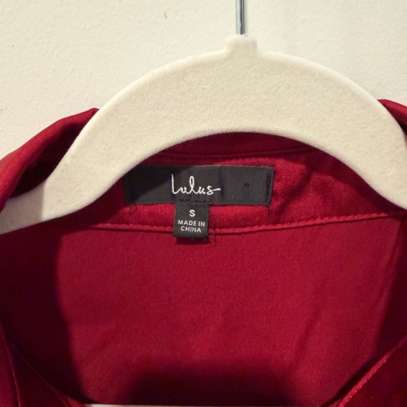 Lulus Elegant Red Satin Blouse - Picture 6 of 6